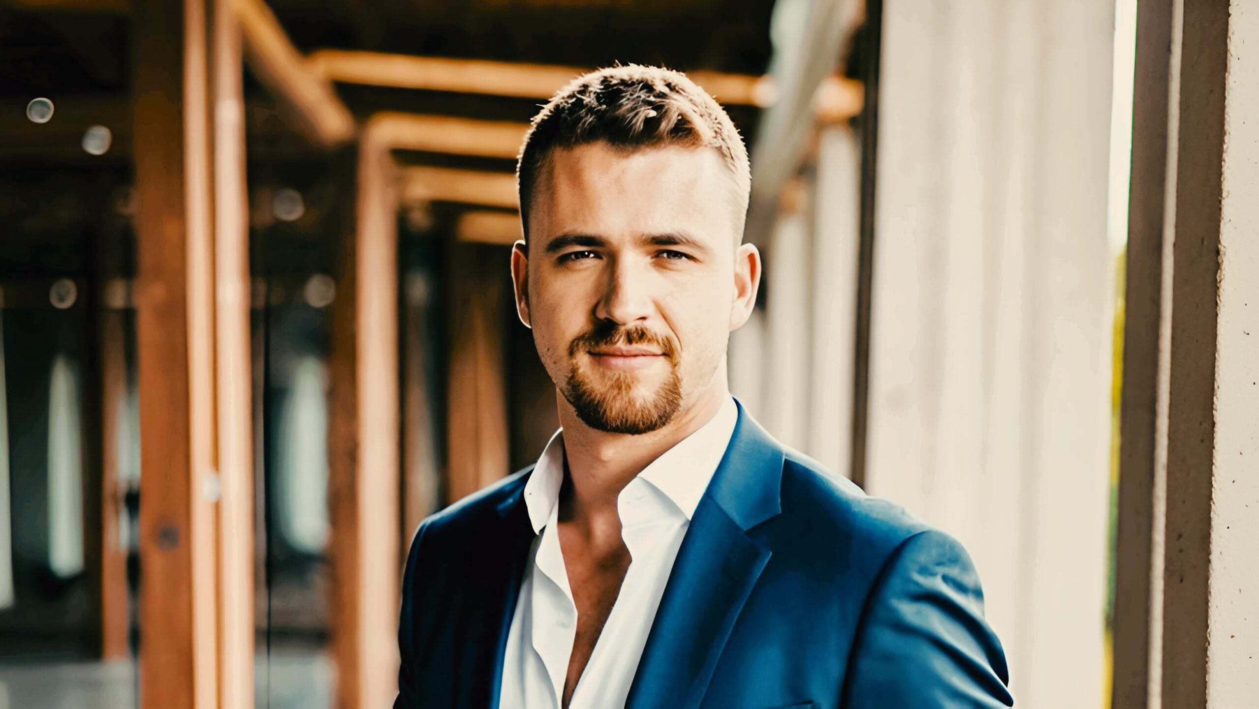 Benedikt Gruber Portrait Geschäftsführer Benedikt Gruber im Business-Outfit lächelt professionell in die Kamera vor neutralem Hintergrund